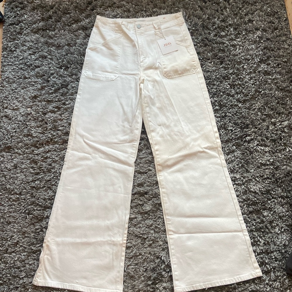 Just Black Patch Pocket Wide Leg Flare White size 29